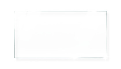 Transparent glass rectangular frame isolated on a pure white background with clean and modern minimal design.