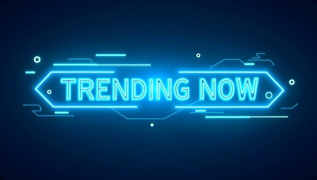 Futuristic hud banner that have word trending now on blue background.