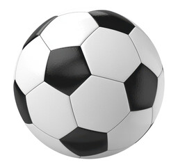 Black and white soccer ball sports isolated on a transparent background