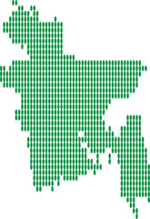 Fototapeta premium Bangladesh map formed by green ovals on white background vector illustration