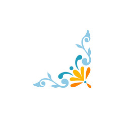 Naklejka premium Floral Swirl Corner Border