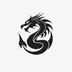 Naklejka premium Stylized black dragon illustration on white background vector design