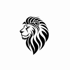 Fototapeta premium Elegant black and white lion head illustration on a clean white background