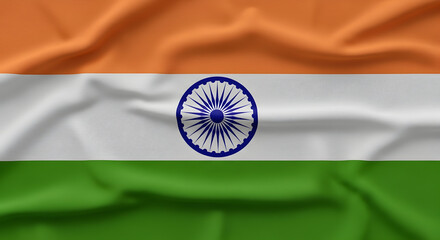 Naklejka premium Indian flag waving in patriotic style with vibrant colors and soft lighting on fabric texture for national pride