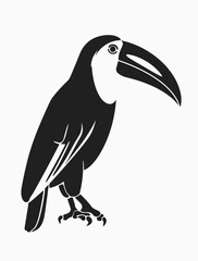 Fototapeta premium Black and white illustration of a toucan bird profile on white background