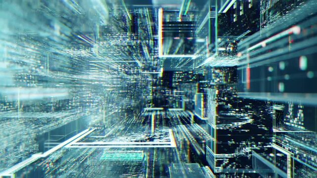 Rapid Electronic Channels Monitor Data. Quick Computer Pathways Navigate Vibrant Data Landscapes