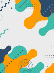 オレンジとティールの流体幾何学抽象背景デザイン