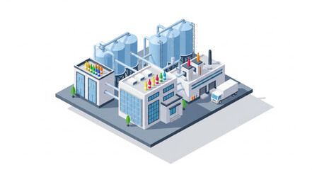 Isometric Factory Building Industrial Complex.