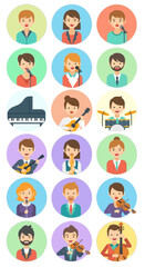 Fototapeta premium Cartoon Musicians Playing Various Musical Instruments.