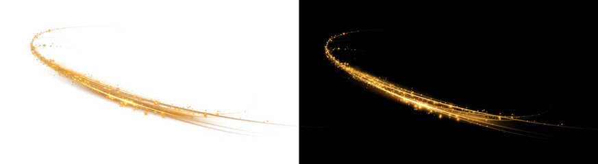 PNG image of Brilliant golden swirling light trail with sparkling particles creating a magical energy effect on transparent background © rehena