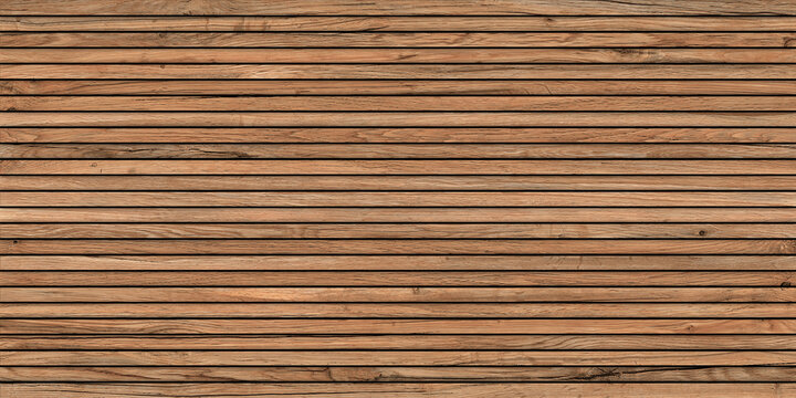 dark wood strips mahogany brown acoustic wood panel, wooden interior wall, rustic texture, wide long banner brown wood texture