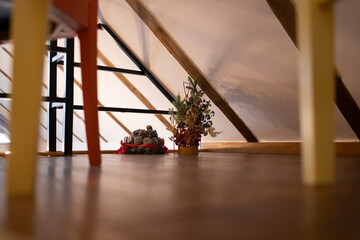 Ornaments on a modern wooden floor.
