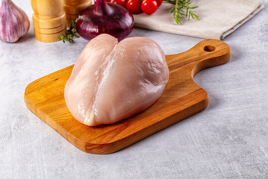 Raw chicken breast without skin