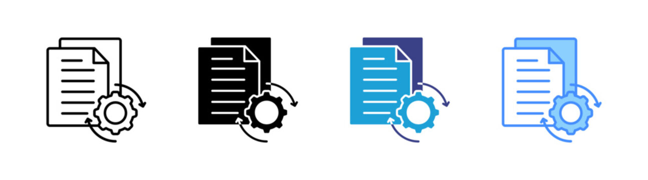 Process icon set multiple style collection