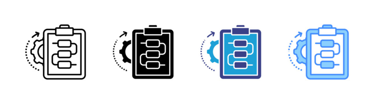 Procedure icon set multiple style collection