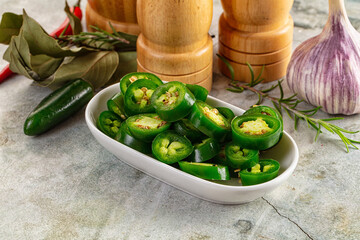 Hot spicy sliced jalapeno pepper