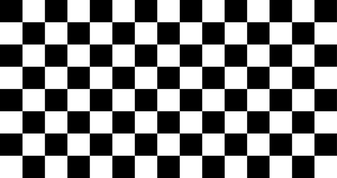 Black and white checker pattern vector illustration. Abstract checkered chessboard or checkerboard for game, grid with geometric square shape, race or rally flag.