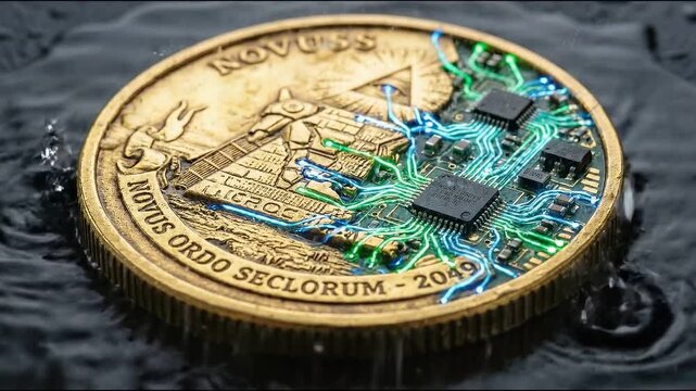 Innovation ai merge crypto technology digital coin symbolizing web3 future as technology evolution drives secure transactions and digital finance