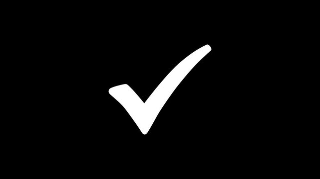 White shield icon with a checkmark displayed on a black background