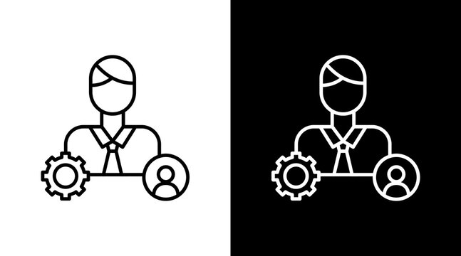 General Manager Outline White Icon Set Design