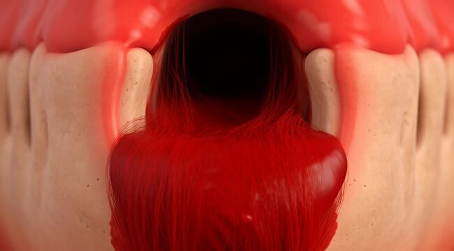 Human Throat and Oral Cavity Interior 3D Medical Illustration