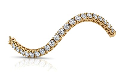 Obraz premium Elegant Gold Tennis Bracelet with Sparkling Diamonds on White Background - Luxury Jewelry
