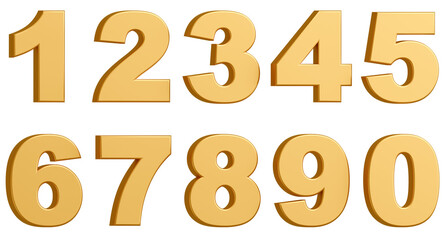 3D素材_数字_メタリック_黄色