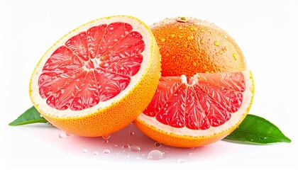 新鮮でみずみずしいグレープフルーツと葉