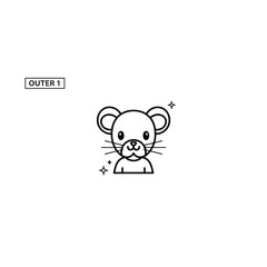 Cute Mouse Head Icon with Sparkles