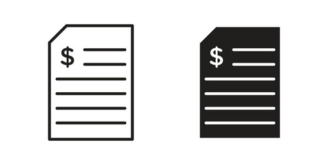 Invoice icon elements. A modern flat and line icons set