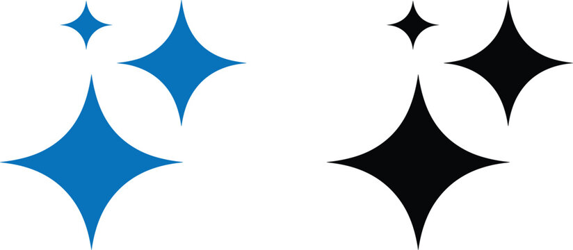 Generative AI Sparkle Icon Set with Magic Star Symbols for Artificial Intelligence Logo Design, Blue and Black Minimal Vector Sign for Automation, Innovation and Smart Technology Branding
