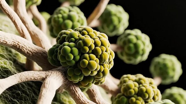 Close-up of green cauliflower heads on a stem for healthy eating concepts