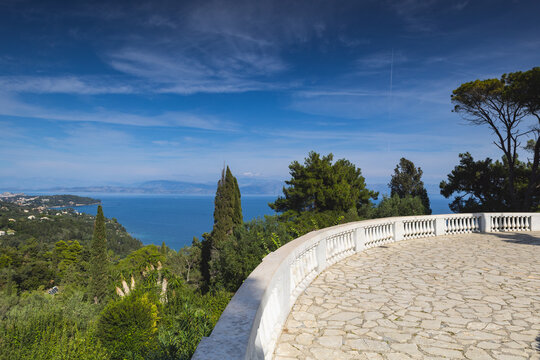 View from the garden terrace of the Achilleion on the island of