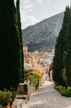 View over Pollen&ccedil;a from El Calvari steps, Mallorca