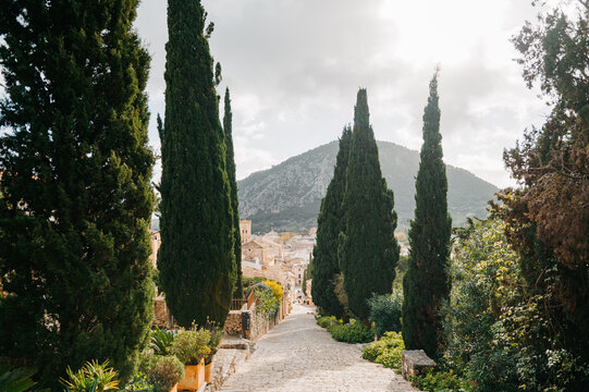 View over Pollen&ccedil;a from El Calvari steps, Mallorca