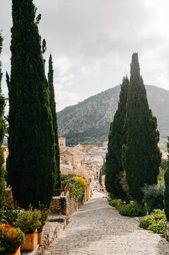 View over Pollen&ccedil;a from El Calvari steps, Mallorca