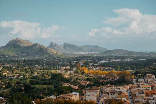 View of Pollen&ccedil;a, Serra de Tramuntana from Mirador des Calvari
