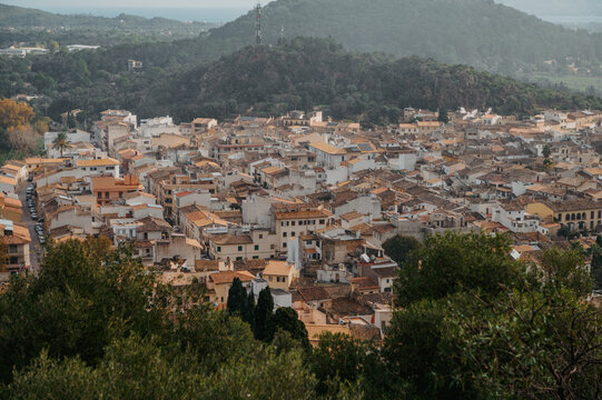 Rooftops of Pollen&ccedil;a seen from Mirador des Calvari, Mallorca
