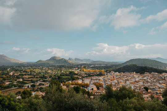View of Pollen&ccedil;a, Serra de Tramuntana from Mirador des Calvari