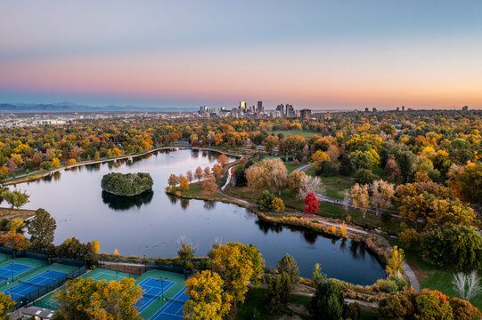 Denver's Washington Park at Sunrise
