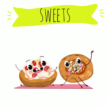 Funny Characters quince dessert, Ayva tatlısı, hand drawn vector illustration.