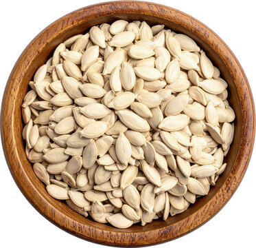 견과류-호박씨-호박 씨앗-안 깐 호박씨-말린 호박씨-우드볼-나무그릇-항공샷-배경 제거