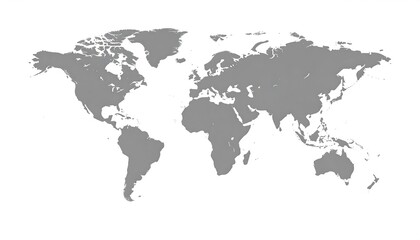 Fototapeta premium World Map Illustration Gray Continents White Background.