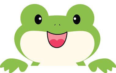 Naklejka premium Happy green frog peeking illustration
