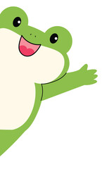 Obraz premium Happy Green frog peeking and say hello illustration