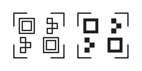 QR code icon elements. A modern flat and line icons set