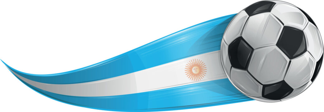 Soccer ball with the colors of the Argentina flag, realistic effect. vector illustration