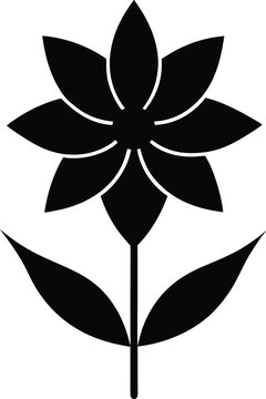 Parijat Flower Flat Icon Style Silhouette Vector Art Illustration