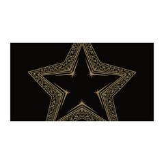 Ornate Golden Star Frame on Black Background - Decorative Element © bd