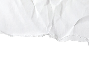 Obraz premium White crumpled paper texture with torn edge.Ripped white paper with shadow on white background.Blank white sheet of paper with jagged edges.